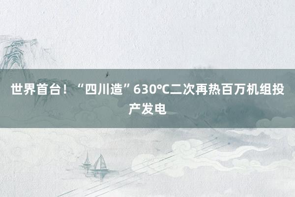 世界首台！“四川造”630℃二次再热百万机组投产发电
