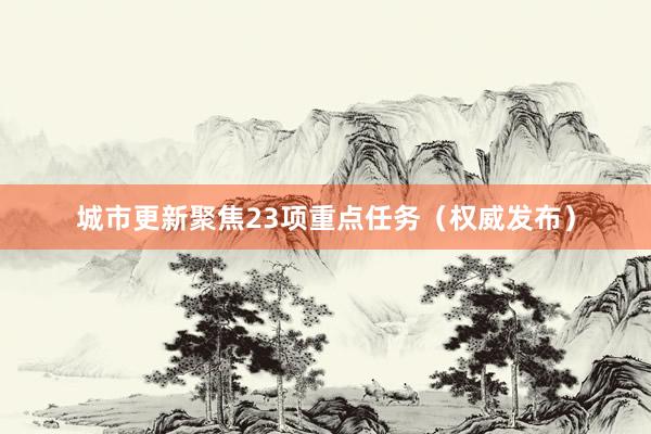 城市更新聚焦23项重点任务（权威发布）