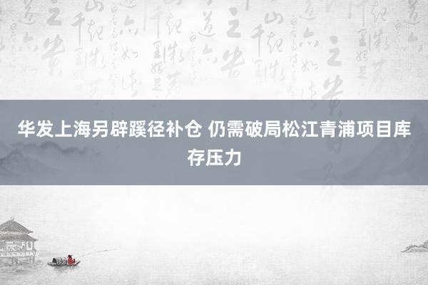 华发上海另辟蹊径补仓 仍需破局松江青浦项目库存压力