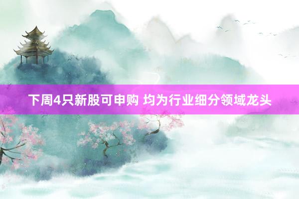 下周4只新股可申购 均为行业细分领域龙头
