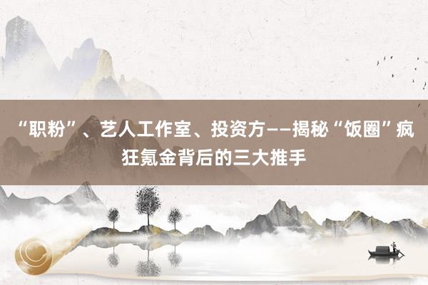 “职粉”、艺人工作室、投资方——揭秘“饭圈”疯狂氪金背后的三大推手