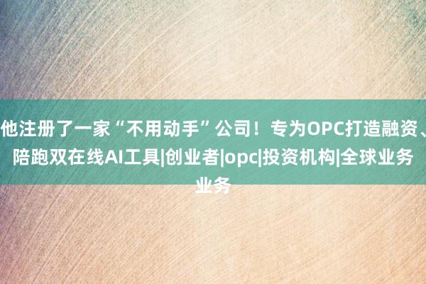 他注册了一家“不用动手”公司！专为OPC打造融资、陪跑双在线AI工具|创业者|opc|投资机构|全球业务