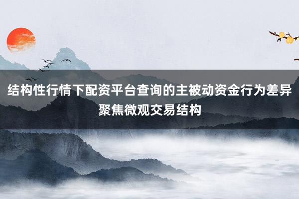 结构性行情下配资平台查询的主被动资金行为差异聚焦微观交易结构