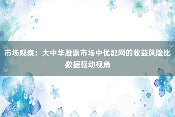 市场观察：大中华股票市场中优配网的收益风险比数据驱动视角