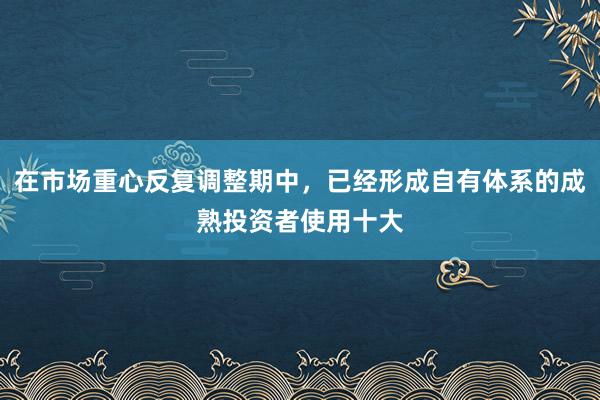 在市场重心反复调整期中，已经形成自有体系的成熟投资者使用十大
