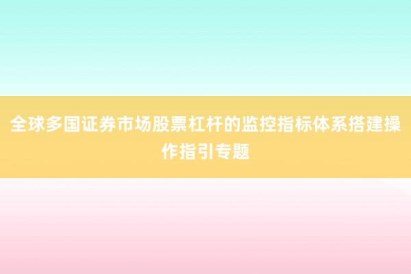 全球多国证券市场股票杠杆的监控指标体系搭建操作指引专题