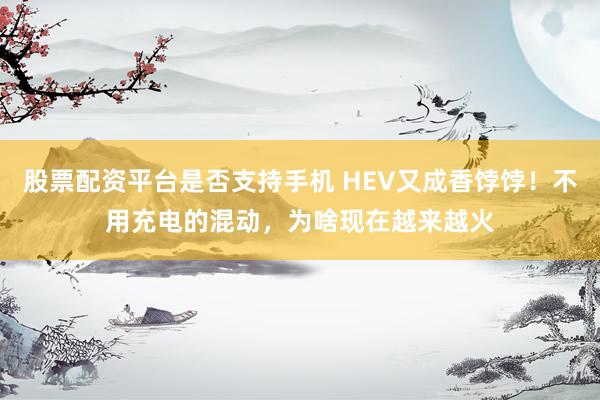 股票配资平台是否支持手机 HEV又成香饽饽！不用充电的混动，为啥现在越来越火