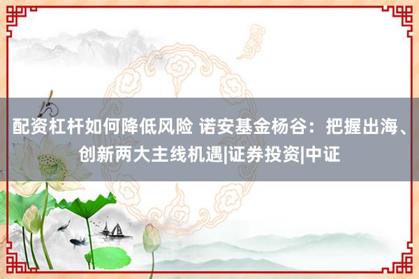 配资杠杆如何降低风险 诺安基金杨谷：把握出海、创新两大主线机遇|证券投资|中证