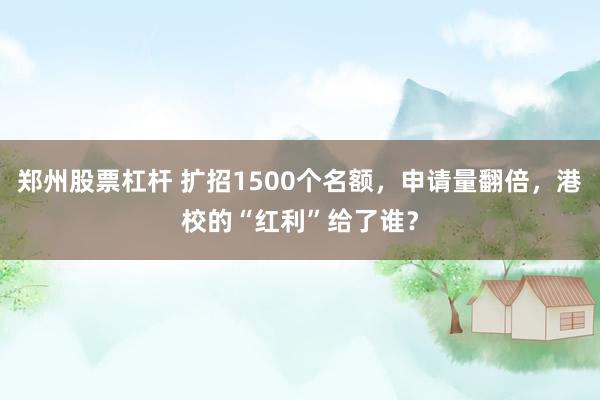 郑州股票杠杆 扩招1500个名额，申请量翻倍，港校的“红利”给了谁？