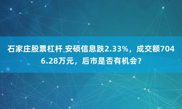 石家庄股票杠杆 安硕信息跌2.33%，成交额7046.28万元，后市是否有机会？