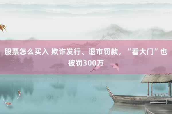 股票怎么买入 欺诈发行、退市罚款，“看大门”也被罚300万