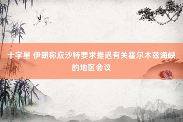 十字星 伊朗称应沙特要求推迟有关霍尔木兹海峡的地区会议