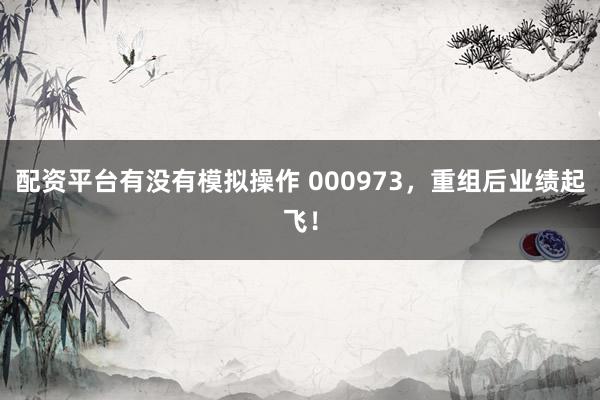配资平台有没有模拟操作 000973，重组后业绩起飞！