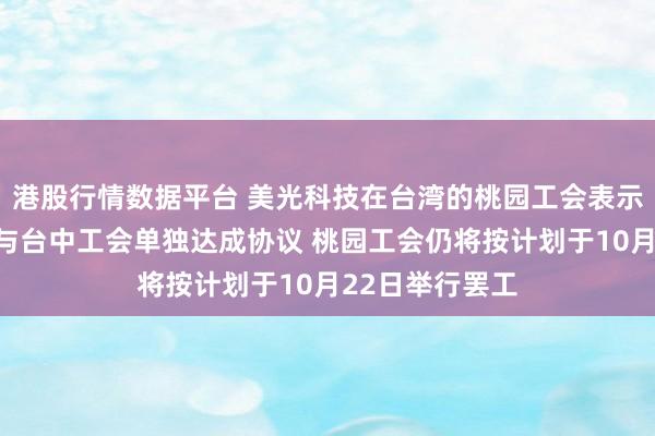 港股行情数据平台 美光科技在台湾的桃园工会表示：尽管公司已与台中工会单独达成协议 桃园工会仍将按计划于10月22日举行罢工