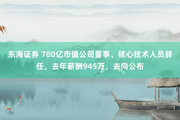 东海证券 780亿市值公司董事、核心技术人员辞任,去年薪酬945万,去向公布
