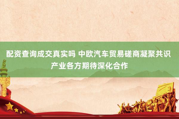 配资查询成交真实吗 中欧汽车贸易磋商凝聚共识 产业各方期待深化合作