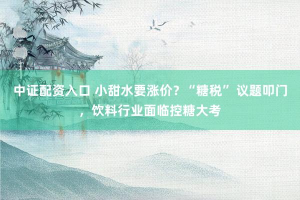 中证配资入口 小甜水要涨价？“糖税” 议题叩门，饮料行业面临控糖大考