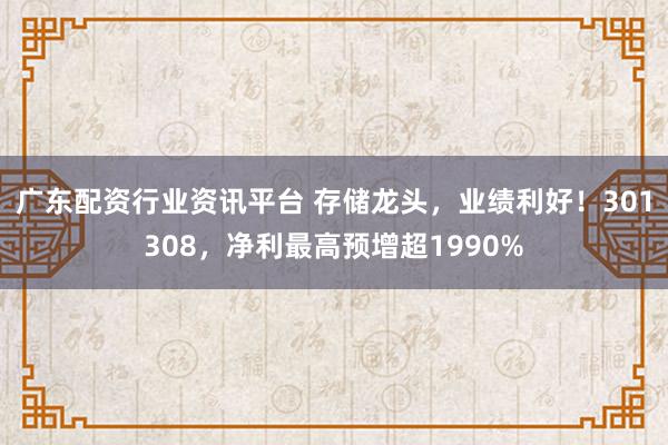广东配资行业资讯平台 存储龙头，业绩利好！301308，净利最高预增超1990%